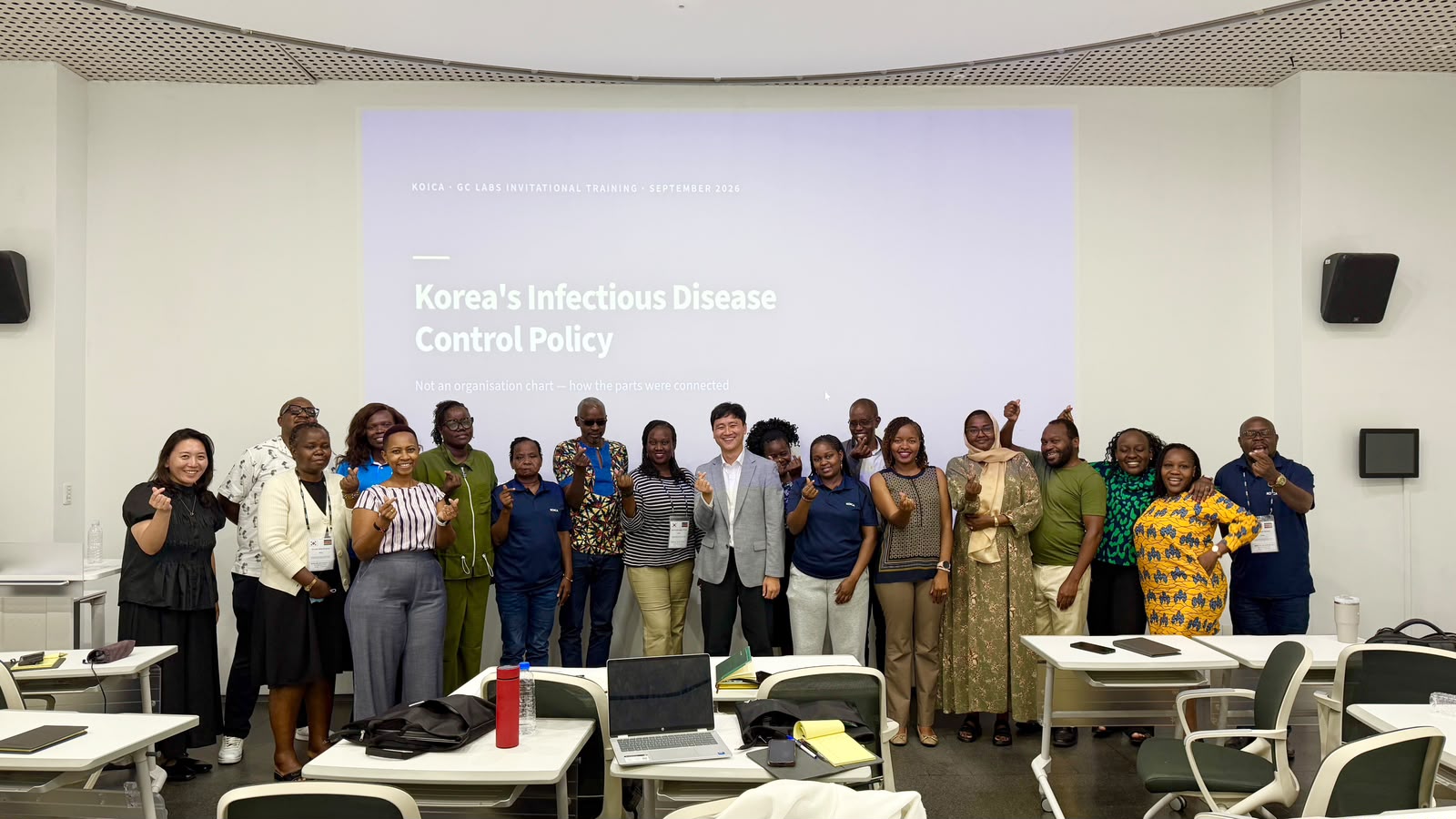 Lewis Kwon with officials from the Ministry of Health, Kenya, after a lecture on Korea's infectious disease control policy, September 2026
